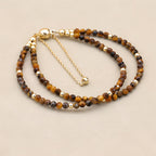 Handmade 3mm Faceted Tiger Eye Double-Layer Bracelet with Magnetic Clasp