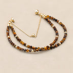 Handmade 3mm Faceted Tiger Eye Double-Layer Bracelet with Magnetic Clasp