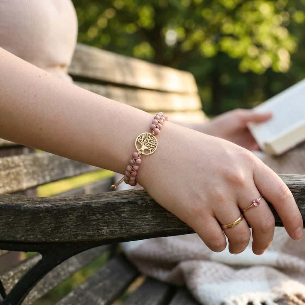 Rhodonite Tree of Life Bracelet: Love & Emotional Healing Talisman