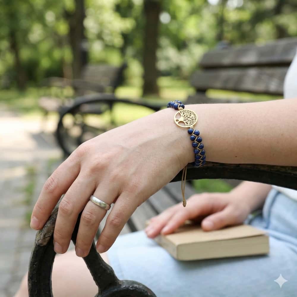 Blue Tiger's Eye Tree of Life Bracelet: Focus & Courage Talisman