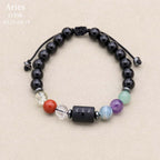 Zodiac Energy Bracelet: Handcrafted 8mm Black Onyx & Custom Natural Healing Stones (Unisex)