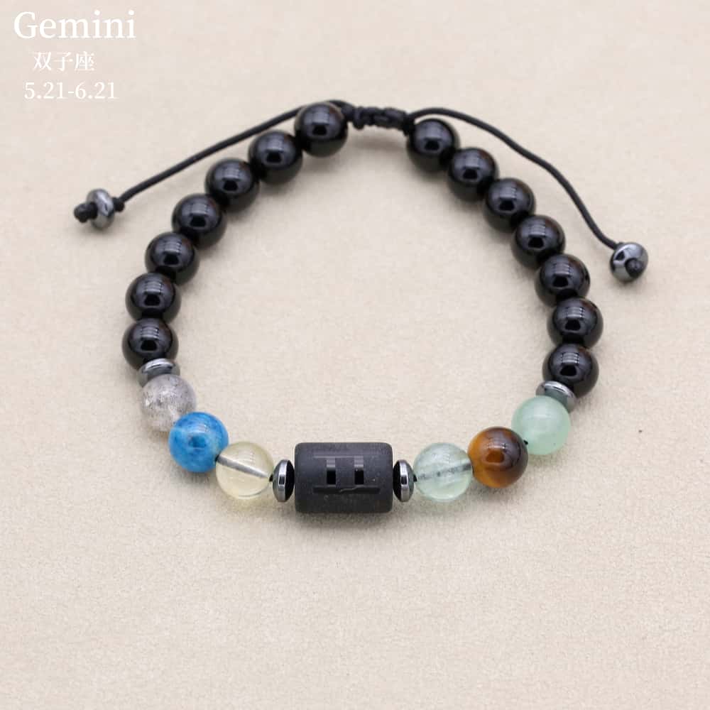 Zodiac Energy Bracelet: Handcrafted 8mm Black Onyx & Custom Natural Healing Stones (Unisex)
