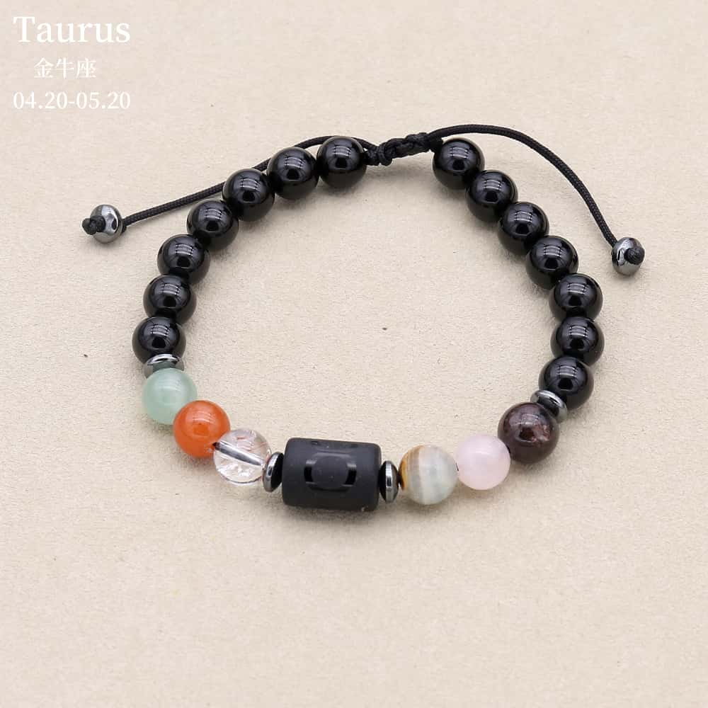 Zodiac Energy Bracelet: Handcrafted 8mm Black Onyx & Custom Natural Healing Stones (Unisex)