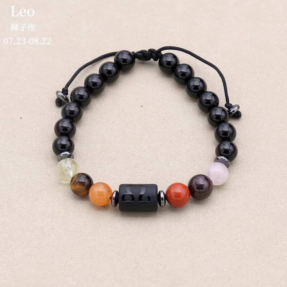 Zodiac Energy Bracelet: Handcrafted 8mm Black Onyx & Custom Natural Healing Stones (Unisex)