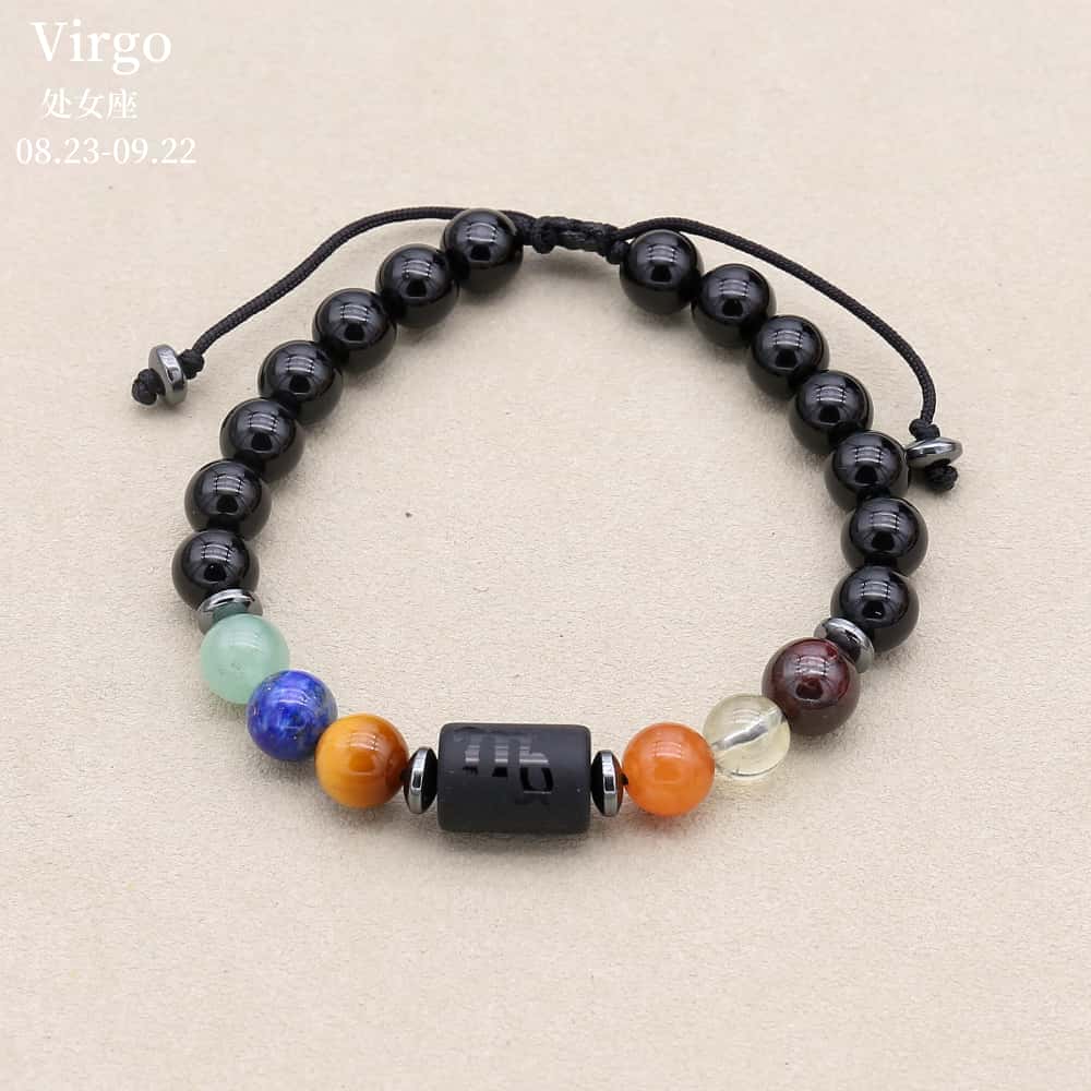 Zodiac Energy Bracelet: Handcrafted 8mm Black Onyx & Custom Natural Healing Stones (Unisex)