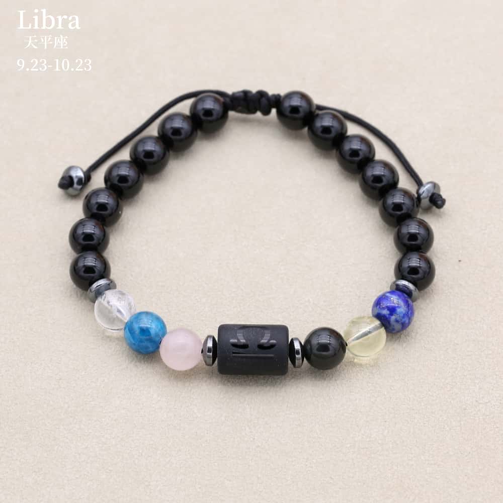 Zodiac Energy Bracelet: Handcrafted 8mm Black Onyx & Custom Natural Healing Stones (Unisex)