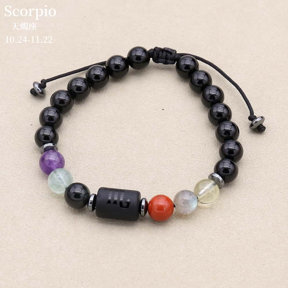 Zodiac Energy Bracelet: Handcrafted 8mm Black Onyx & Custom Natural Healing Stones (Unisex)