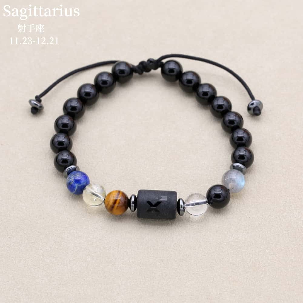 Zodiac Energy Bracelet: Handcrafted 8mm Black Onyx & Custom Natural Healing Stones (Unisex)