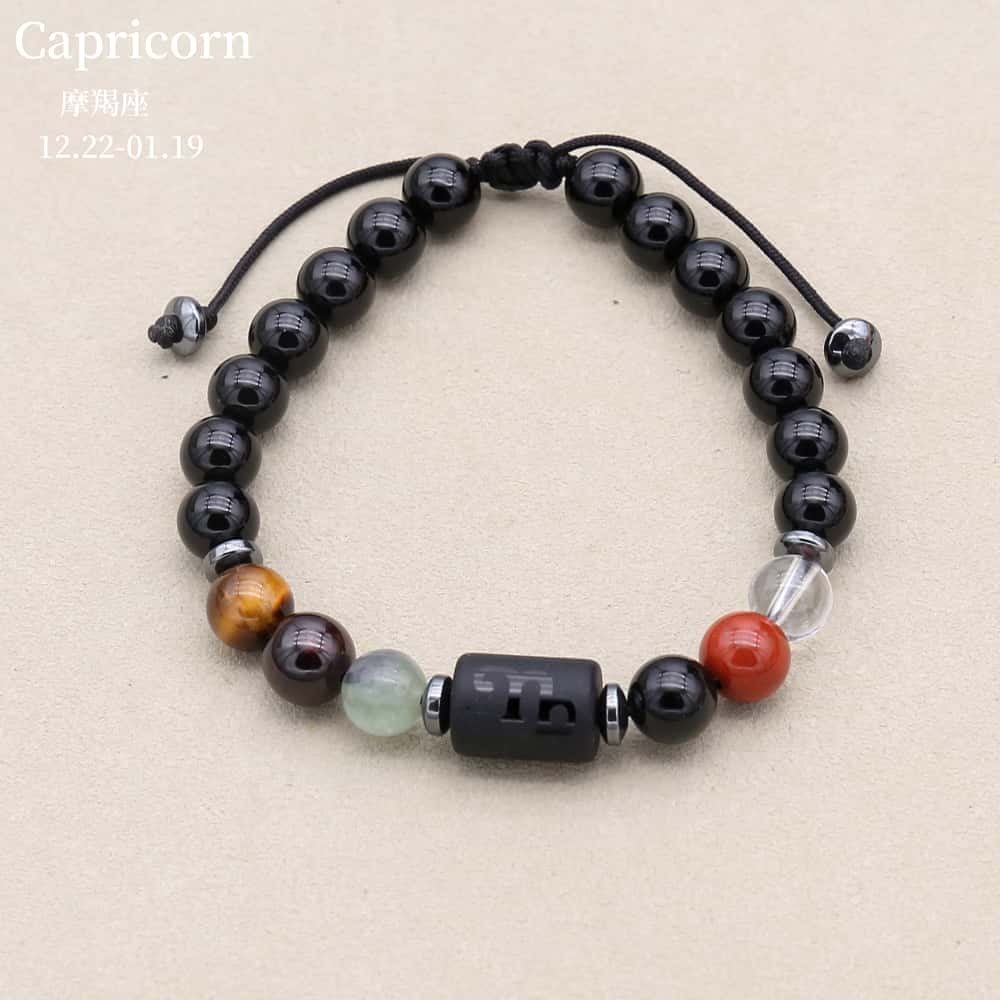 Zodiac Energy Bracelet: Handcrafted 8mm Black Onyx & Custom Natural Healing Stones (Unisex)