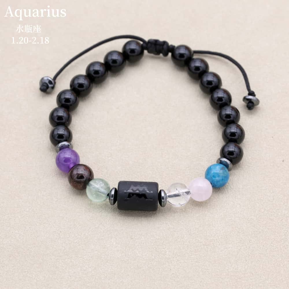 Zodiac Energy Bracelet: Handcrafted 8mm Black Onyx & Custom Natural Healing Stones (Unisex)