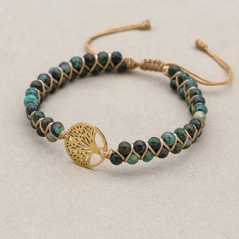 African Turquoise Tree of Life Bracelet Evolution & New Beginnings Talisman