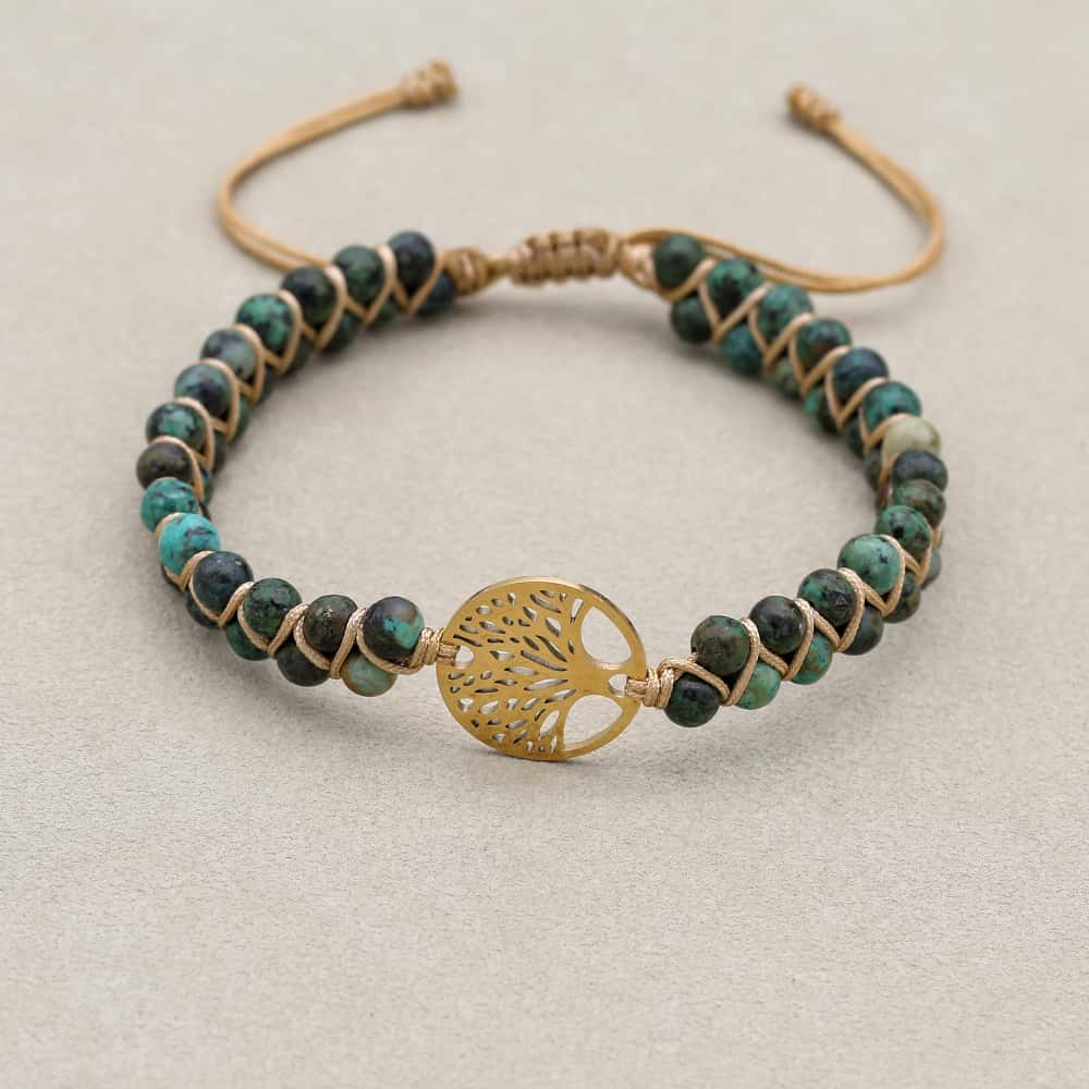 African Turquoise Tree of Life Bracelet Evolution & New Beginnings Talisman