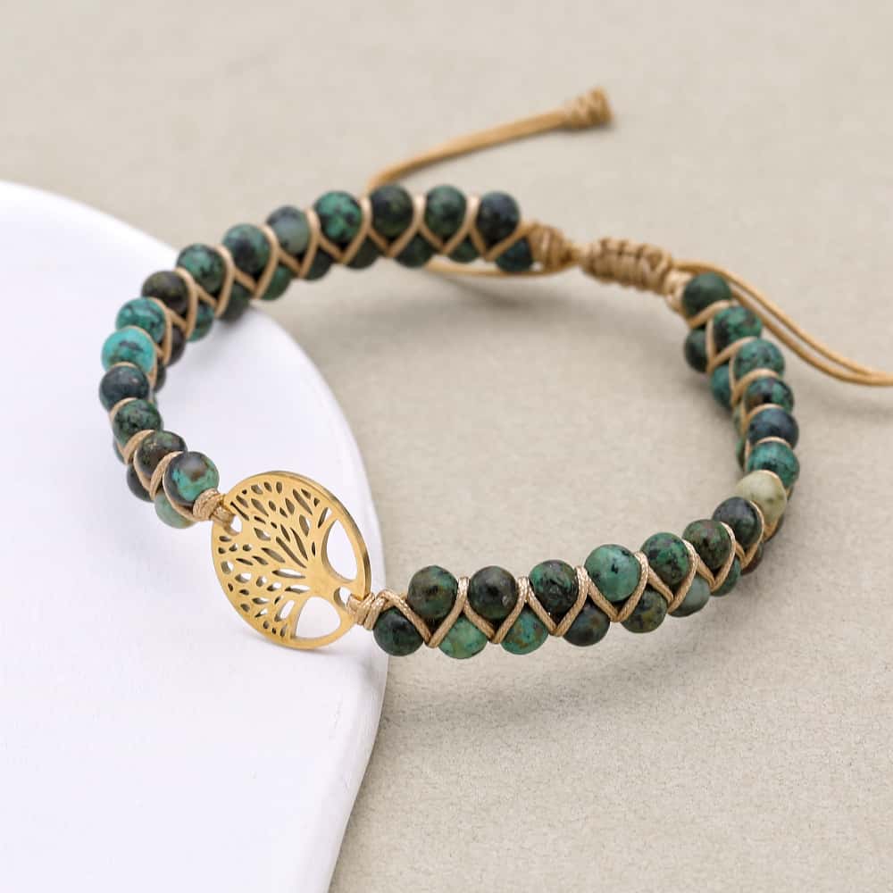 African Turquoise Tree of Life Bracelet Evolution & New Beginnings Talisman