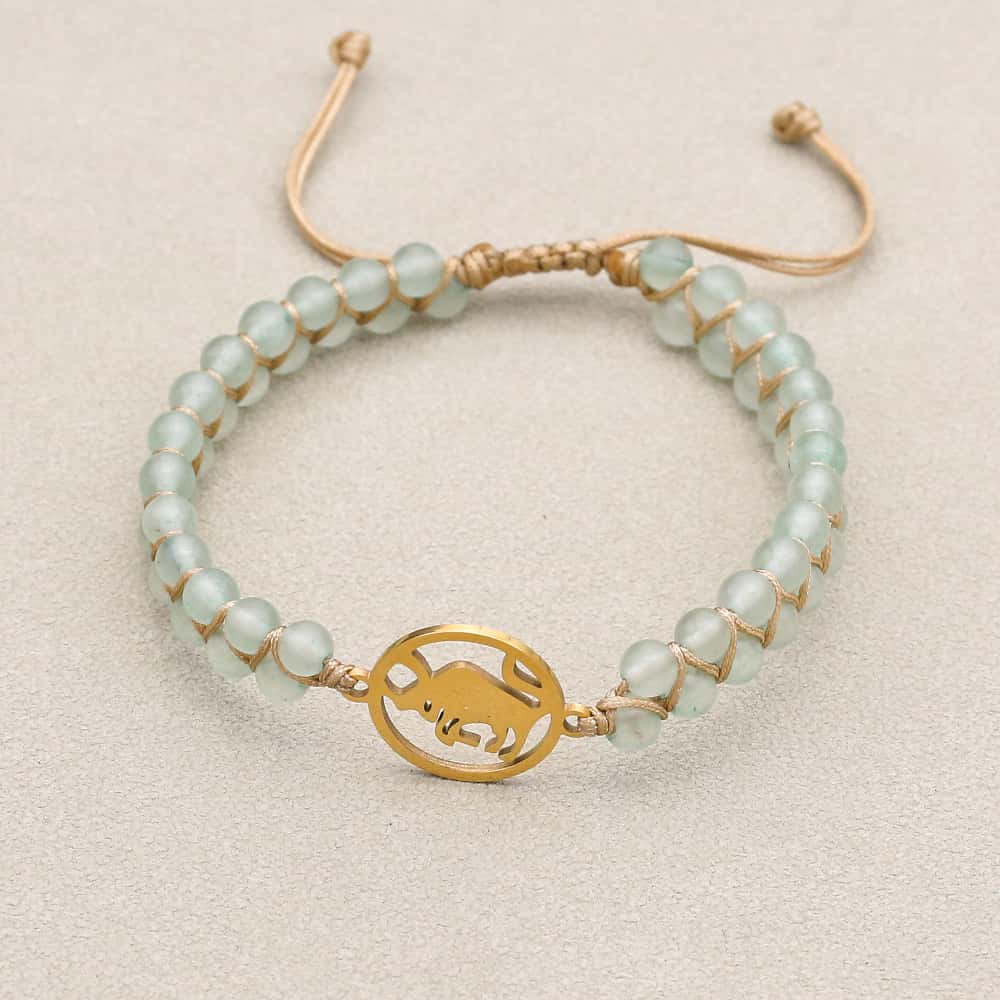 Zodiac Energy Bracelet: 4mm Natural Gemstone & Stainless Steel Healing Jewelry for Men & Women