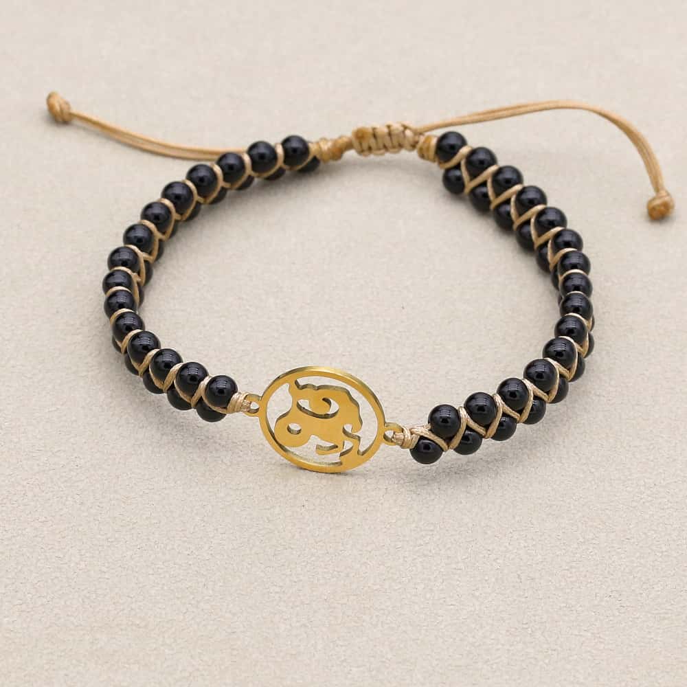Zodiac Energy Bracelet: 4mm Natural Gemstone & Stainless Steel Healing Jewelry for Men & Women