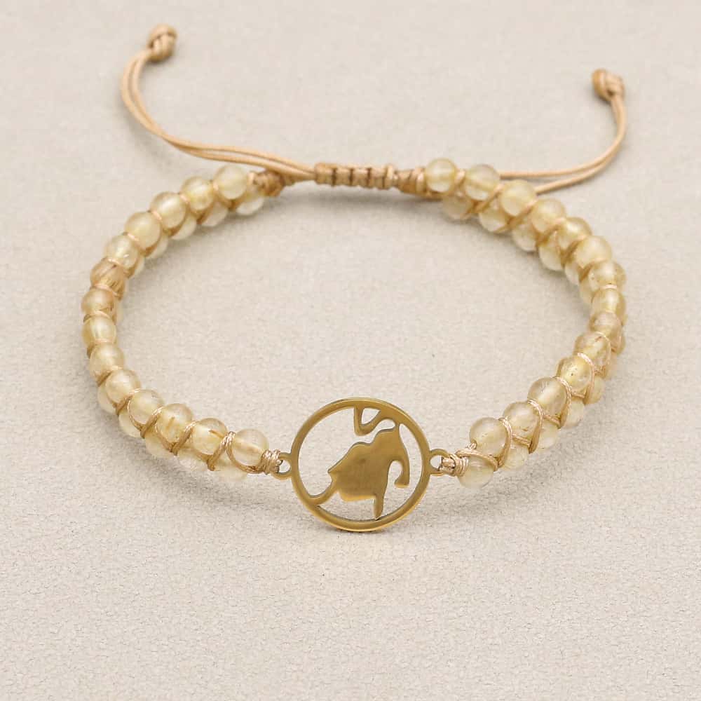 Zodiac Energy Bracelet: 4mm Natural Gemstone & Stainless Steel Healing Jewelry for Men & Women