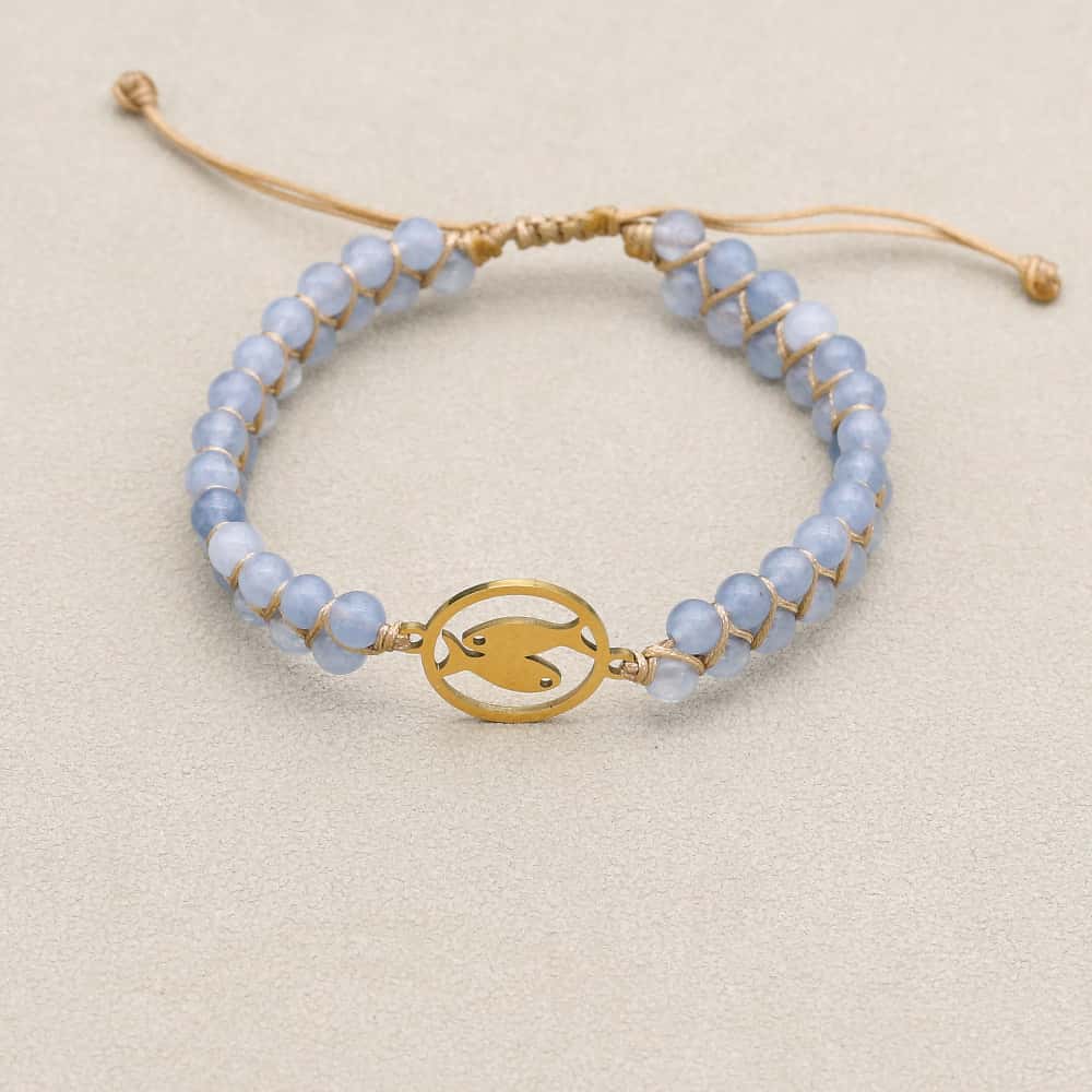 Zodiac Energy Bracelet: 4mm Natural Gemstone & Stainless Steel Healing Jewelry for Men & Women