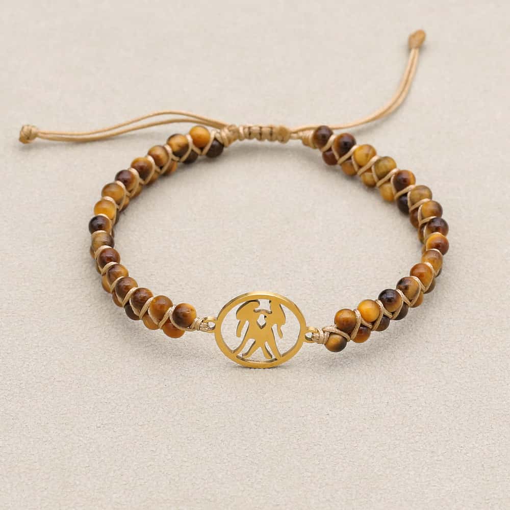 Zodiac Energy Bracelet: 4mm Natural Gemstone & Stainless Steel Healing Jewelry for Men & Women