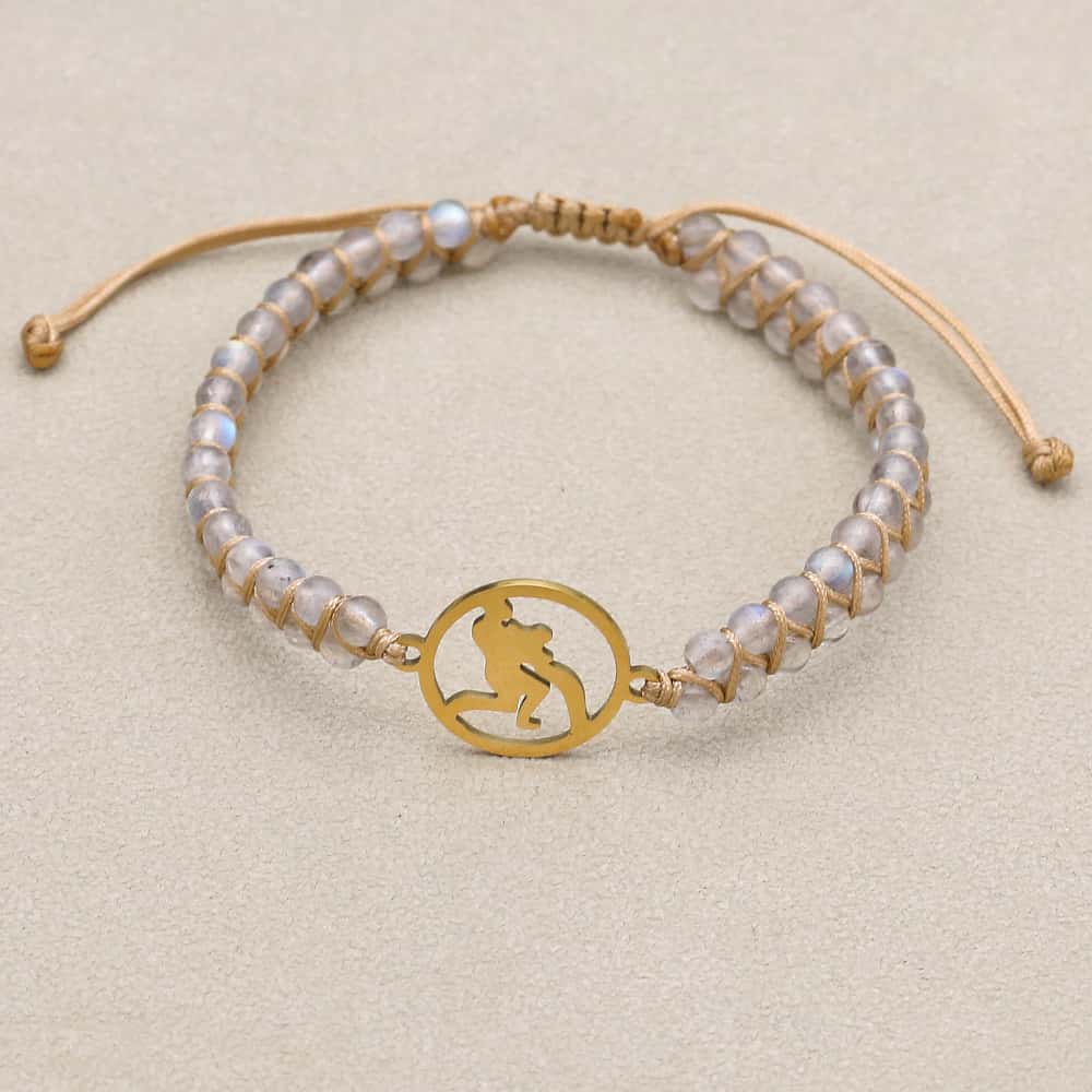 Zodiac Energy Bracelet: 4mm Natural Gemstone & Stainless Steel Healing Jewelry for Men & Women