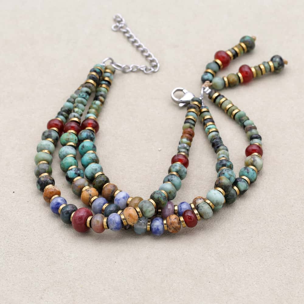 African Turquoise Multi-Gemstone Layered Bracelet: Evolution & Growth
