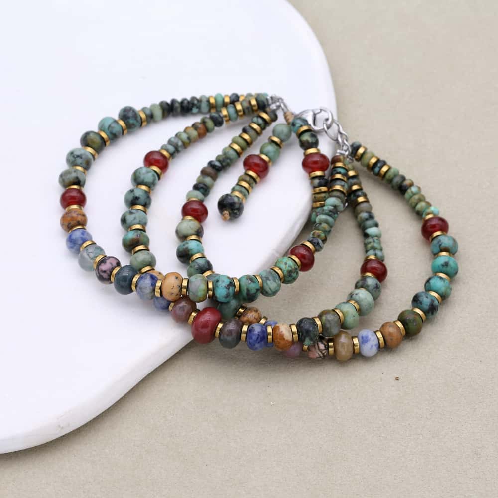 African Turquoise Multi-Gemstone Layered Bracelet: Evolution & Growth