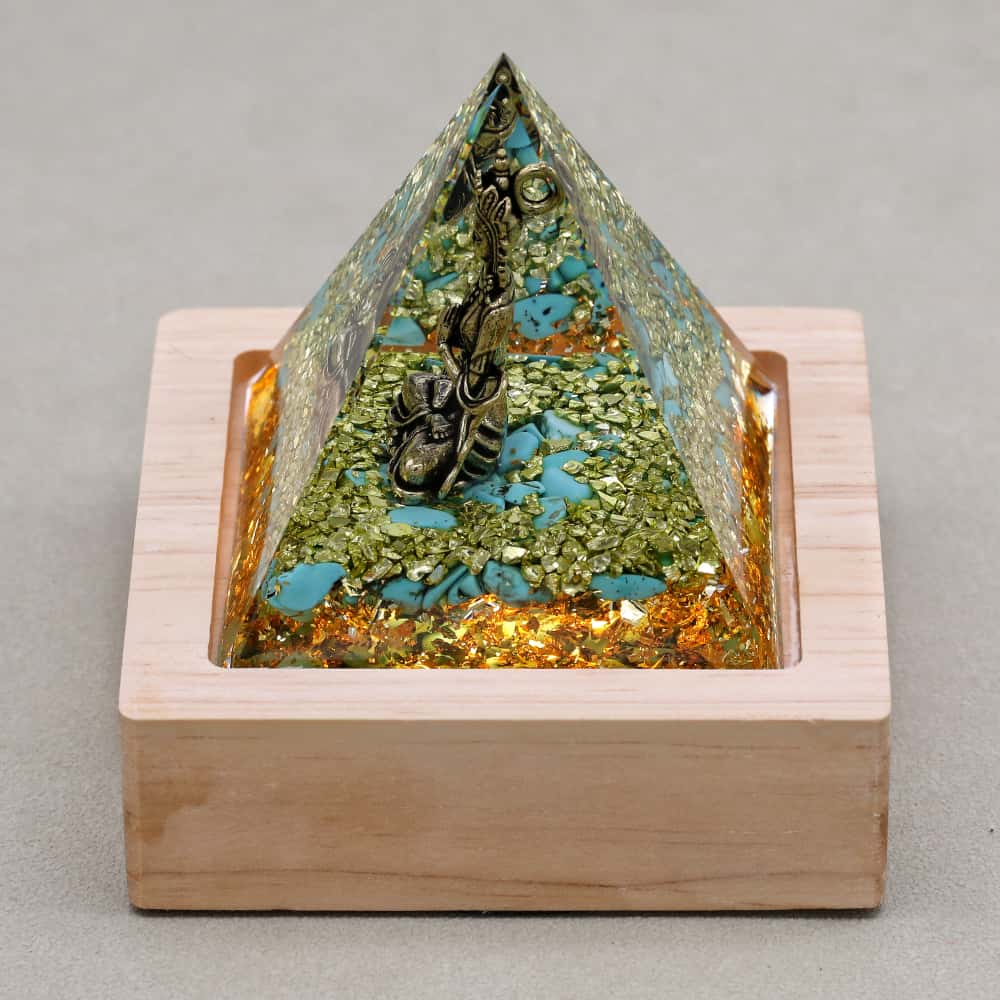 Protection & Renewal Lord Shiva Turquoise Orgone Pyramid Night Light