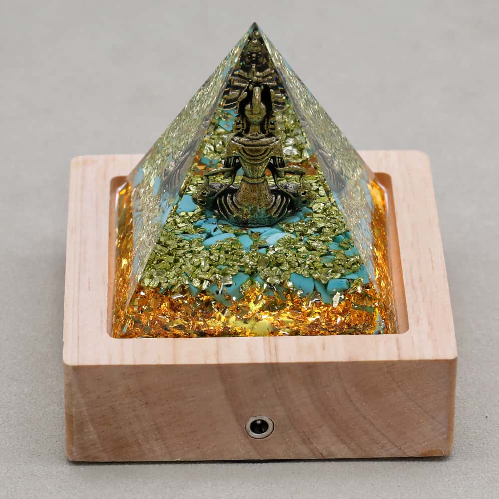 Protection & Renewal Lord Shiva Turquoise Orgone Pyramid Night Light