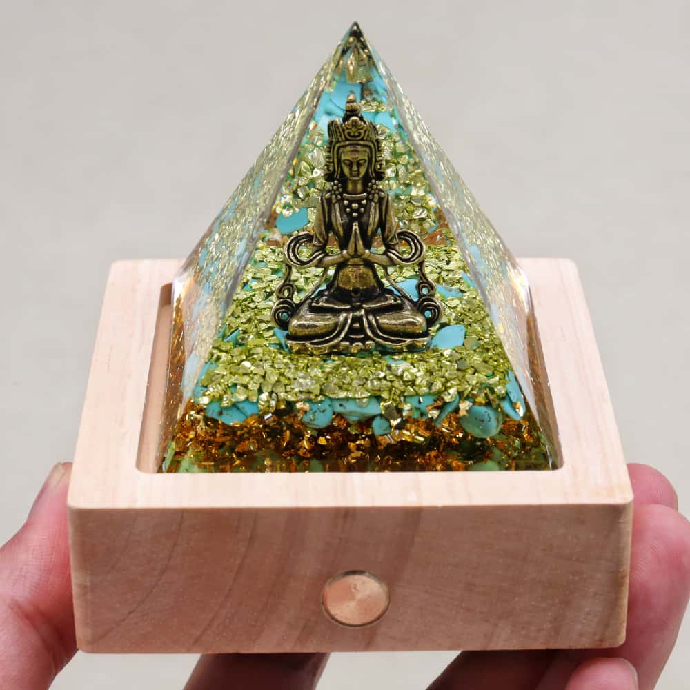 Protection & Renewal Lord Shiva Turquoise Orgone Pyramid Night Light