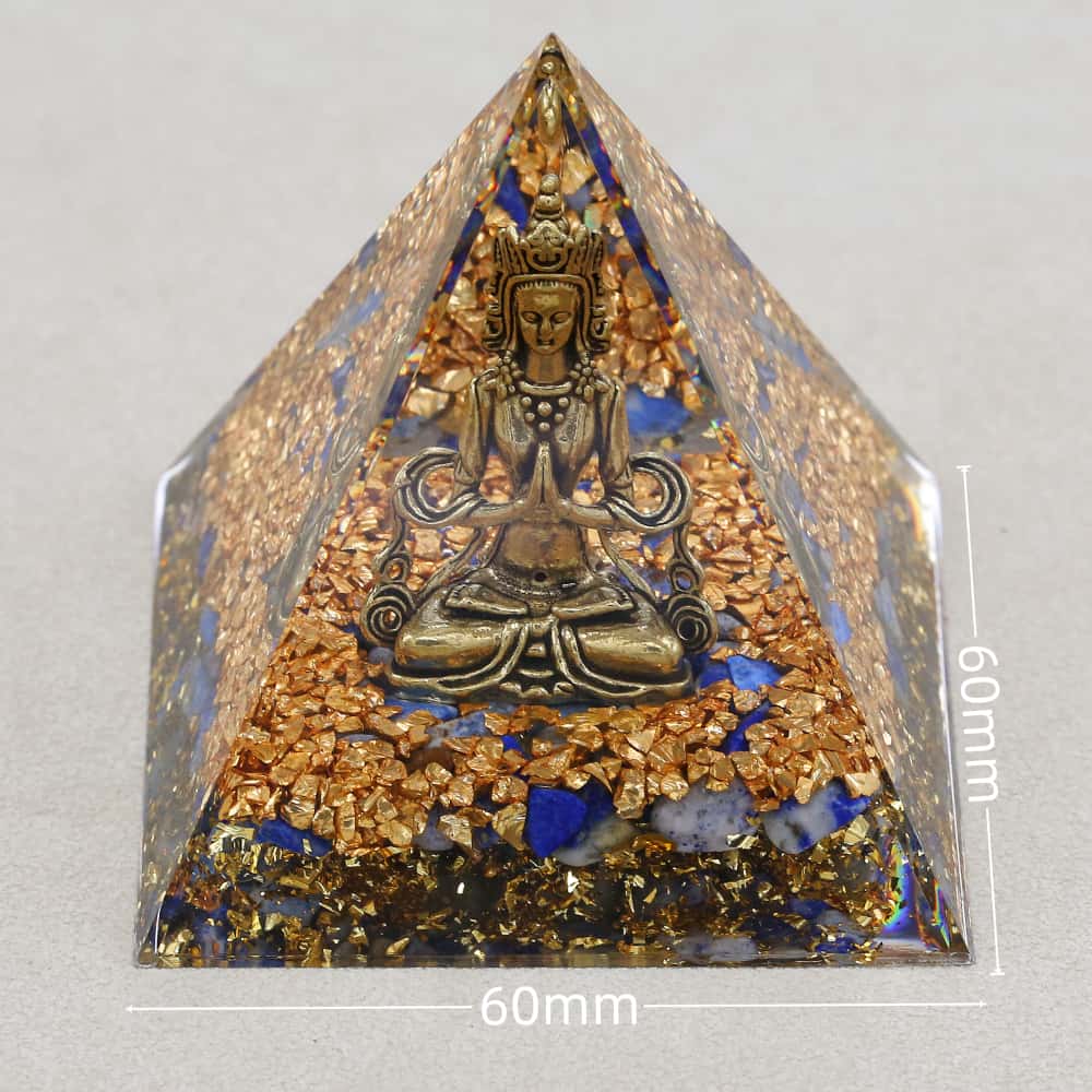 Wisdom & Truth Lord Shiva Lapis Lazuli Orgone Pyramid with Night Light Base