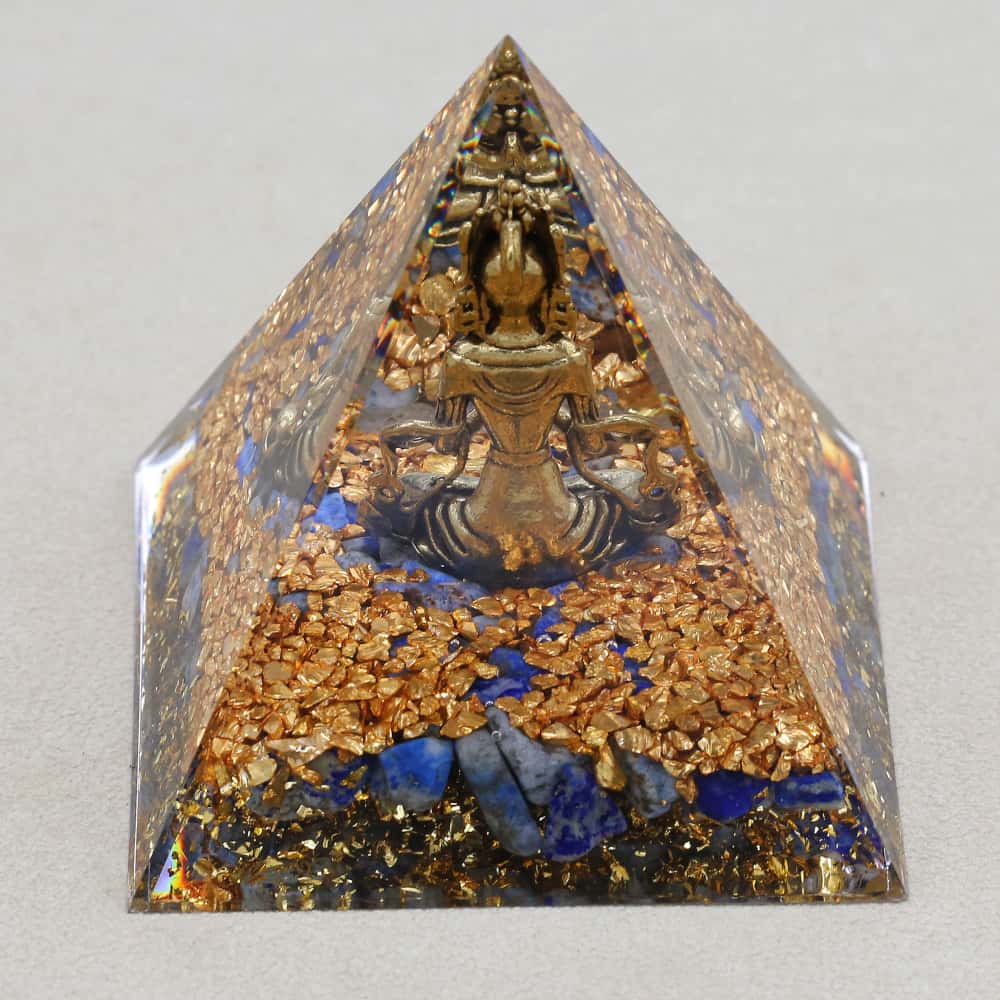 Wisdom & Truth Lord Shiva Lapis Lazuli Orgone Pyramid with Night Light Base