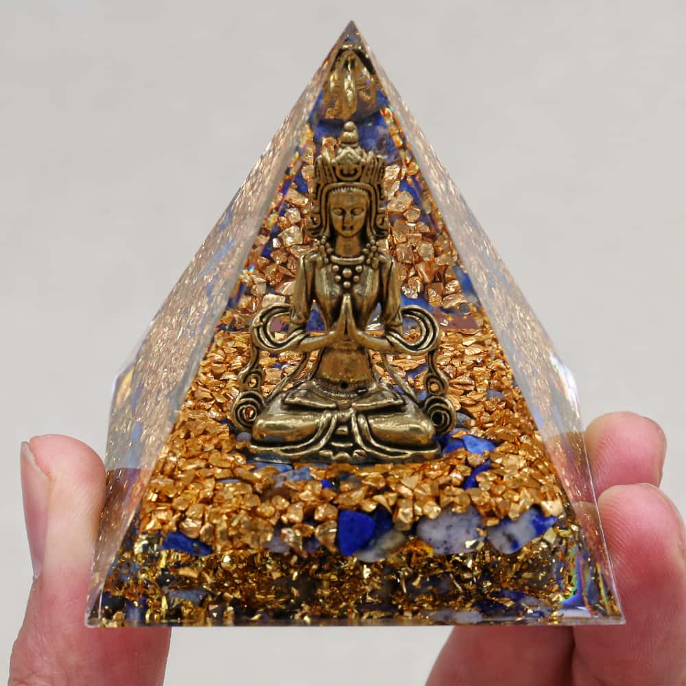 Wisdom & Truth Lord Shiva Lapis Lazuli Orgone Pyramid with Night Light Base