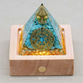 Protection & Fortune: Turquoise Copper Coil Orgone Pyramid with Night Light Base