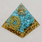 Protection & Fortune: Turquoise Copper Coil Orgone Pyramid with Night Light Base