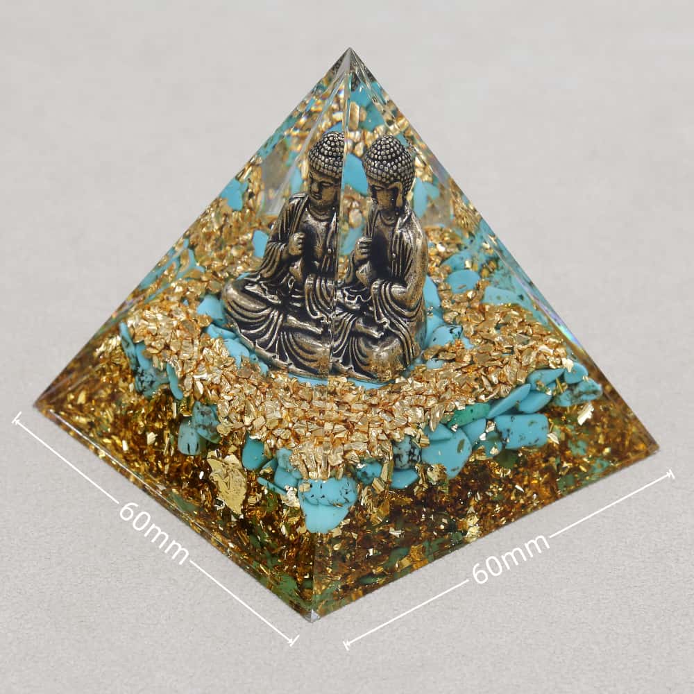 Peace & Serenity: Buddha Turquoise Orgone Pyramid with Night Light Base