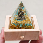 Peace & Serenity: Buddha Turquoise Orgone Pyramid with Night Light Base