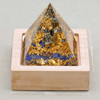 Wisdom & Calm: Buddha Lapis Lazuli Orgone Pyramid Night with Light Base