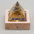 Wisdom & Calm: Buddha Lapis Lazuli Orgone Pyramid Night with Light Base