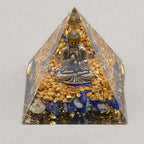 Wisdom & Calm: Buddha Lapis Lazuli Orgone Pyramid Night with Light Base