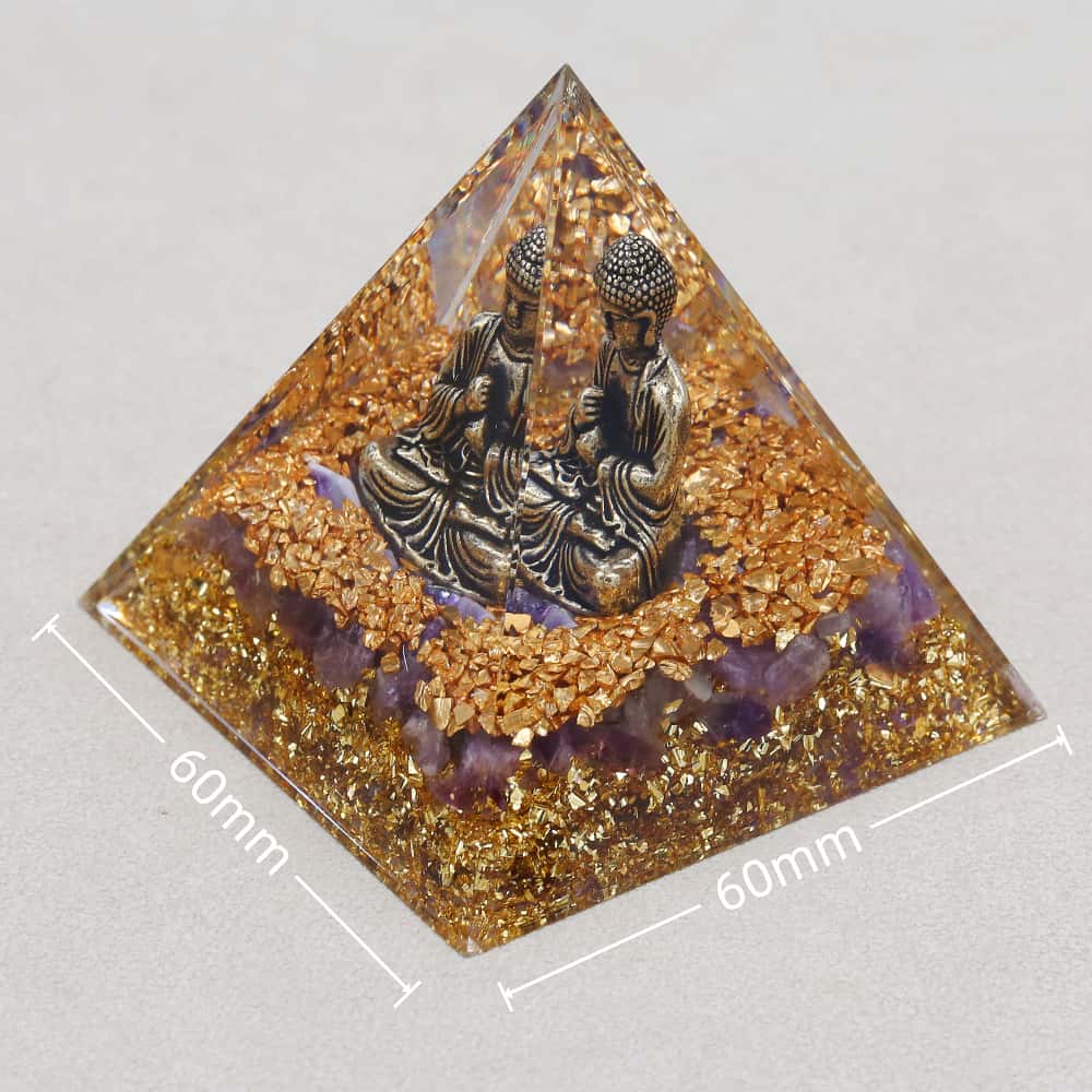 Calm & Intuition: Buddha Amethyst Orgone Pyramid with Night Light Base