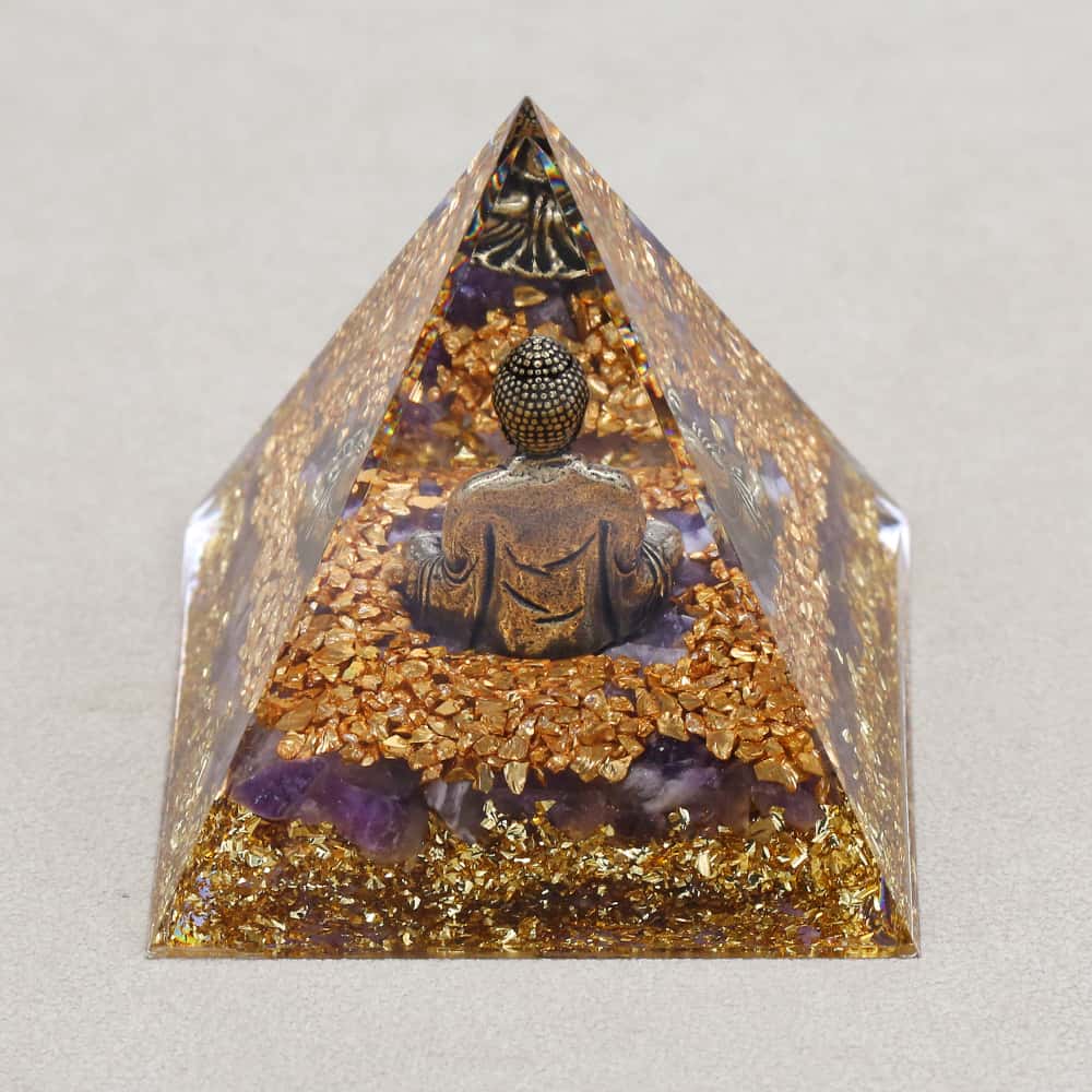 Calm & Intuition: Buddha Amethyst Orgone Pyramid with Night Light Base
