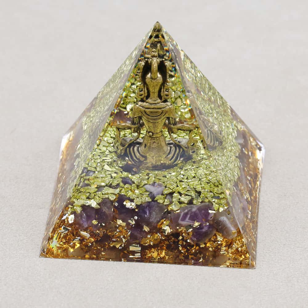 Transformation & Peace: Lord Shiva Amethyst Orgone Pyramid with Night Light Base