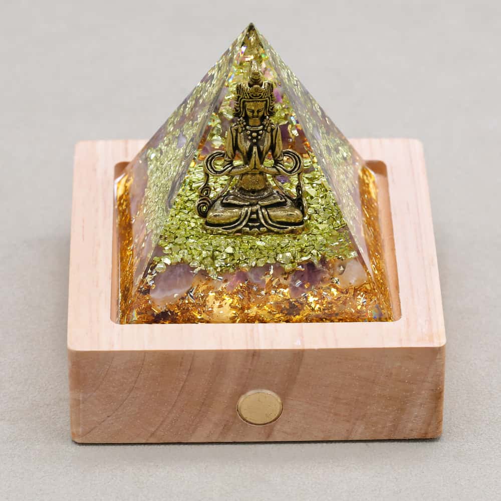 Transformation & Peace: Lord Shiva Amethyst Orgone Pyramid with Night Light Base