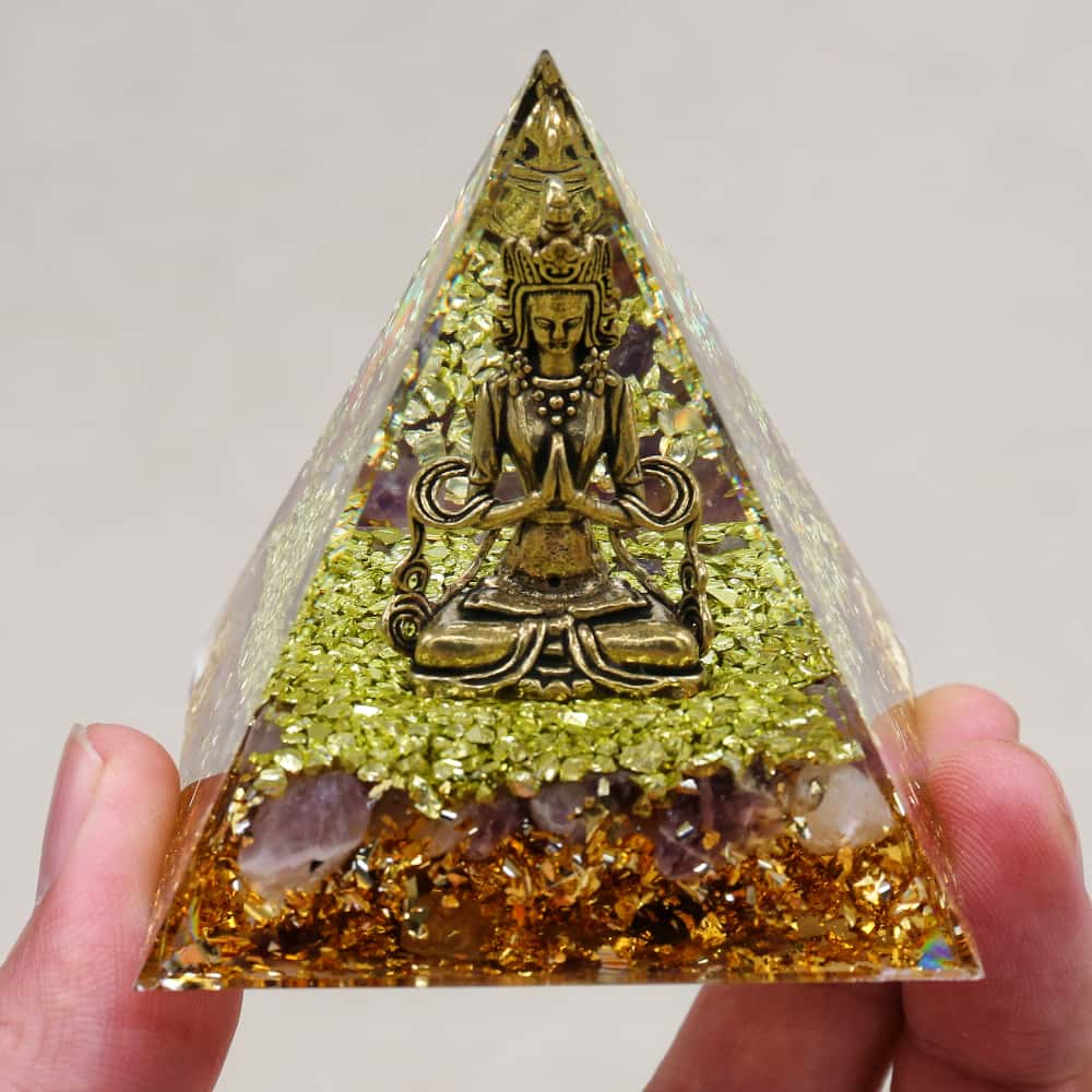 Transformation & Peace: Lord Shiva Amethyst Orgone Pyramid with Night Light Base