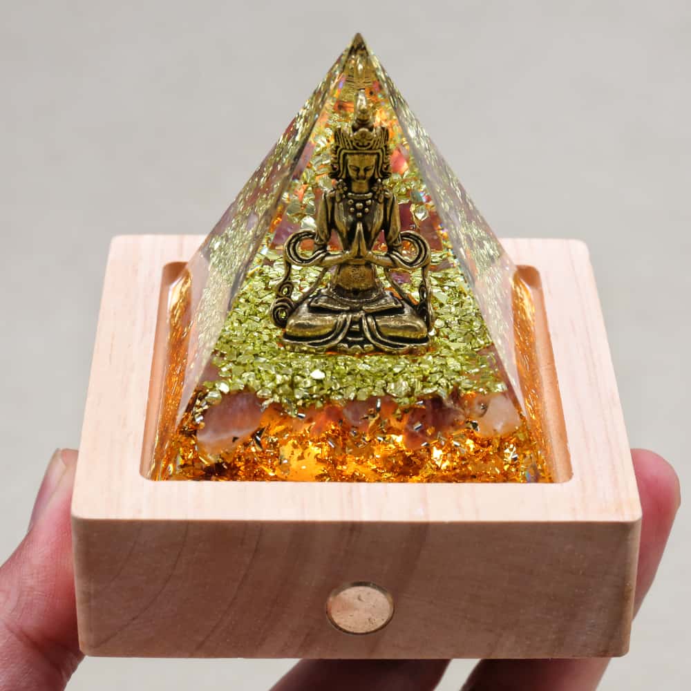 Transformation & Peace: Lord Shiva Amethyst Orgone Pyramid with Night Light Base