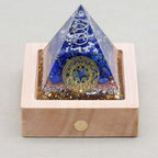 Clarity & Truth: Clear Quartz Lapis Lazuli Orgone Pyramid with Night Light Base