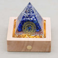 Clarity & Truth: Clear Quartz Lapis Lazuli Orgone Pyramid with Night Light Base