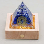 Clarity & Truth: Clear Quartz Lapis Lazuli Orgone Pyramid with Night Light Base