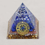 Clarity & Truth: Clear Quartz Lapis Lazuli Orgone Pyramid with Night Light Base