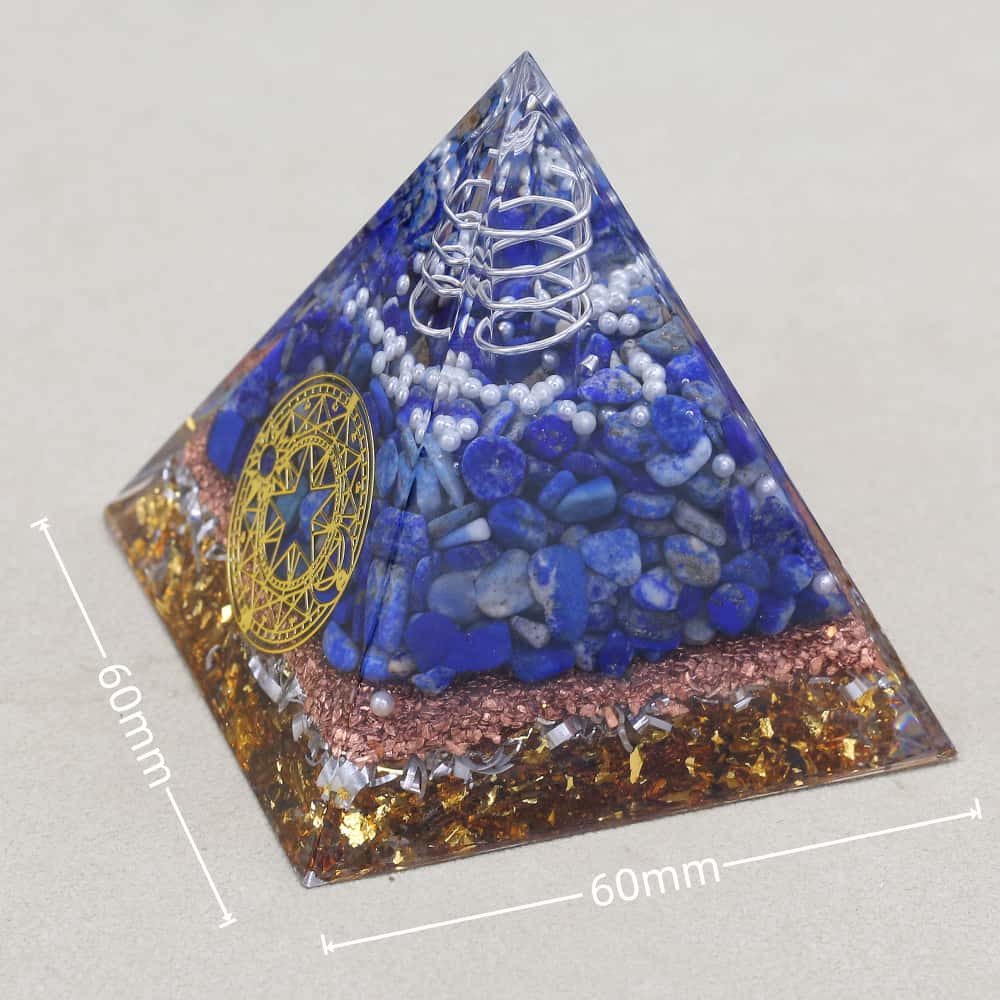 Clarity & Truth: Clear Quartz Lapis Lazuli Orgone Pyramid with Night Light Base