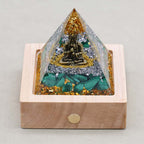 Abundance & Healing Buddha Malachite Orgone Pyramid with Night Light Base